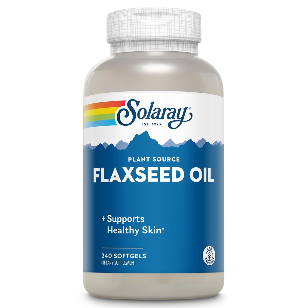 SOLARAYはOmega 3 6とオイル3000 mgをフラックスシードSoftgels for Skin Health, Triple Omega Supplement, Non-GMO, Gluten Free, Lab Verified - 60日間保証 - 80 サービング, 240 Softgels