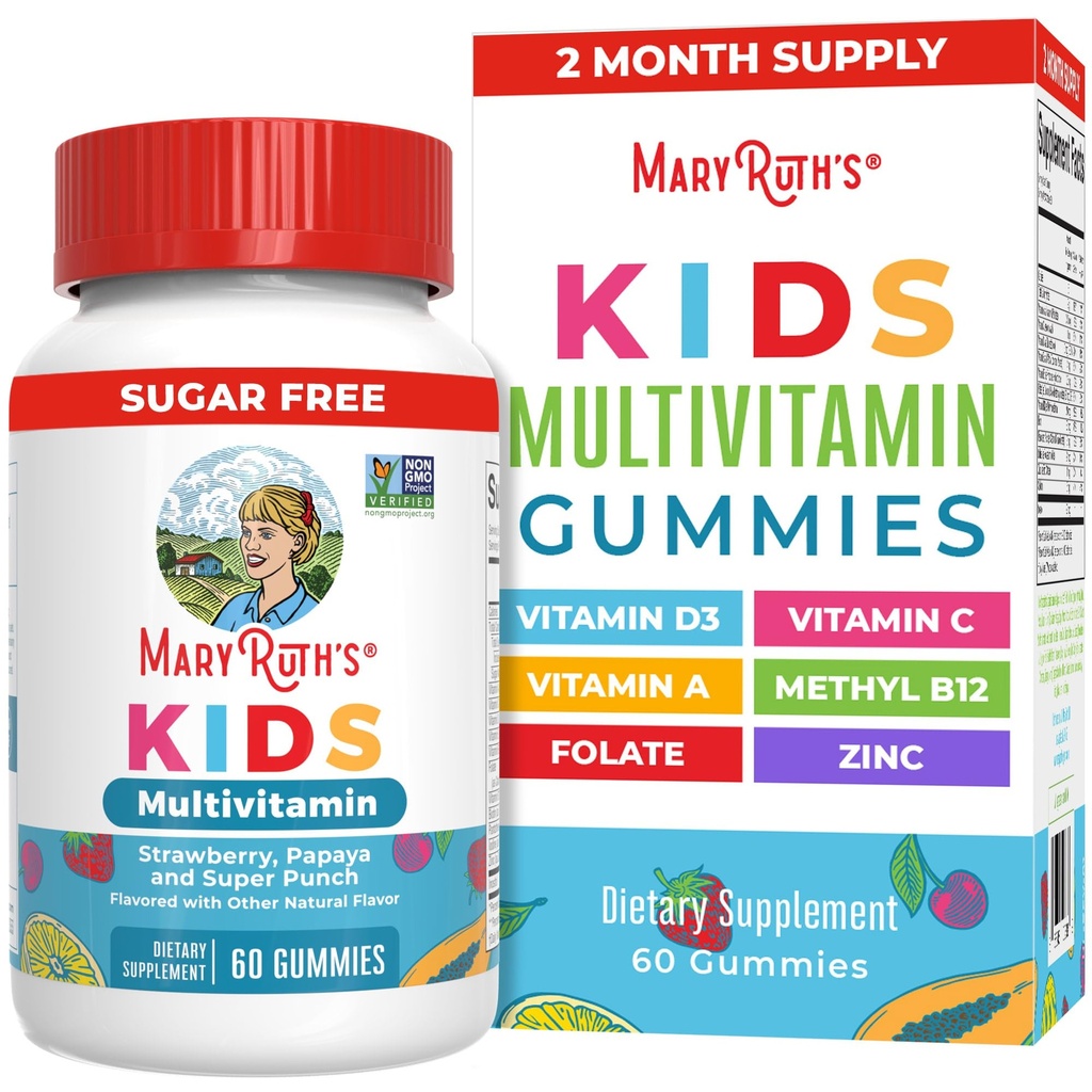 MaryRuth Organics Kids Vitamins | マルチ | 砂糖無料 | 2ヶ月サプライ | キッズマルチビタミンGmmies for Age 2+ | ヴィーガン | 1日1杯限定 | 60カウント