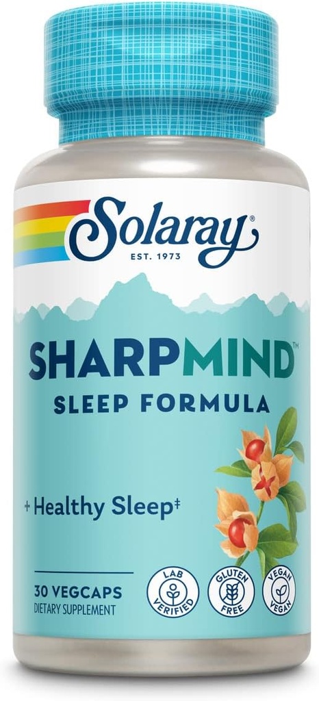 SOLARAY SharpMind Sleep、Nootropic Sleep Aid Formula、Calm MoodとSlow Release Melatonin 3mg、60 Day Guarantee、30サービング、30 VegCapsの健康的な睡眠のためのNootropics Brainサポートサプリメント
