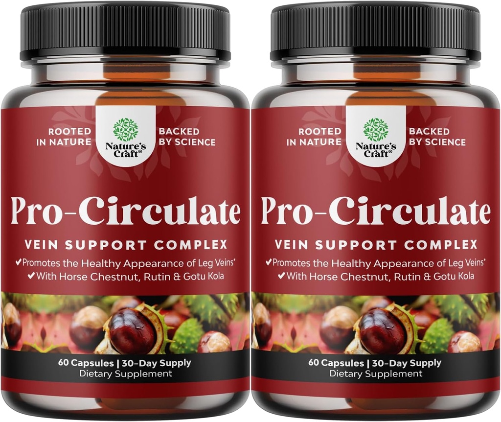 静脈サポートは足と静脈を補います - スパイダー&品種静脈のフルボディ循環サプリメントと馬の栗エキスとフラボノイドと改良されたフロー - ビーガン非GMOミニキャップ(2ヶ月)