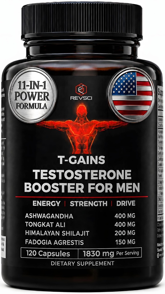 蛋白同化ブースター & 筋肉ビルダー, T-GAINS男性のためのテストステロンサプリメント, TRTテストブースター & エストロゲンブロッカー, 男性のための HGH サプリメント - 筋肉の成長のためのトンカットアリファドヤアグレシス, 120 キャップ
