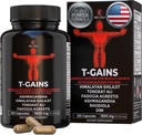 Anabolic Booster & Muscle Builder, T-GAINS Testosterone Supplement for Men, TRT Test Booster & Estrogen Blocker, HGH Supplements for Men - Tongkat Ali Fadogia Agrestis for Muscle Growth, 120 Caps