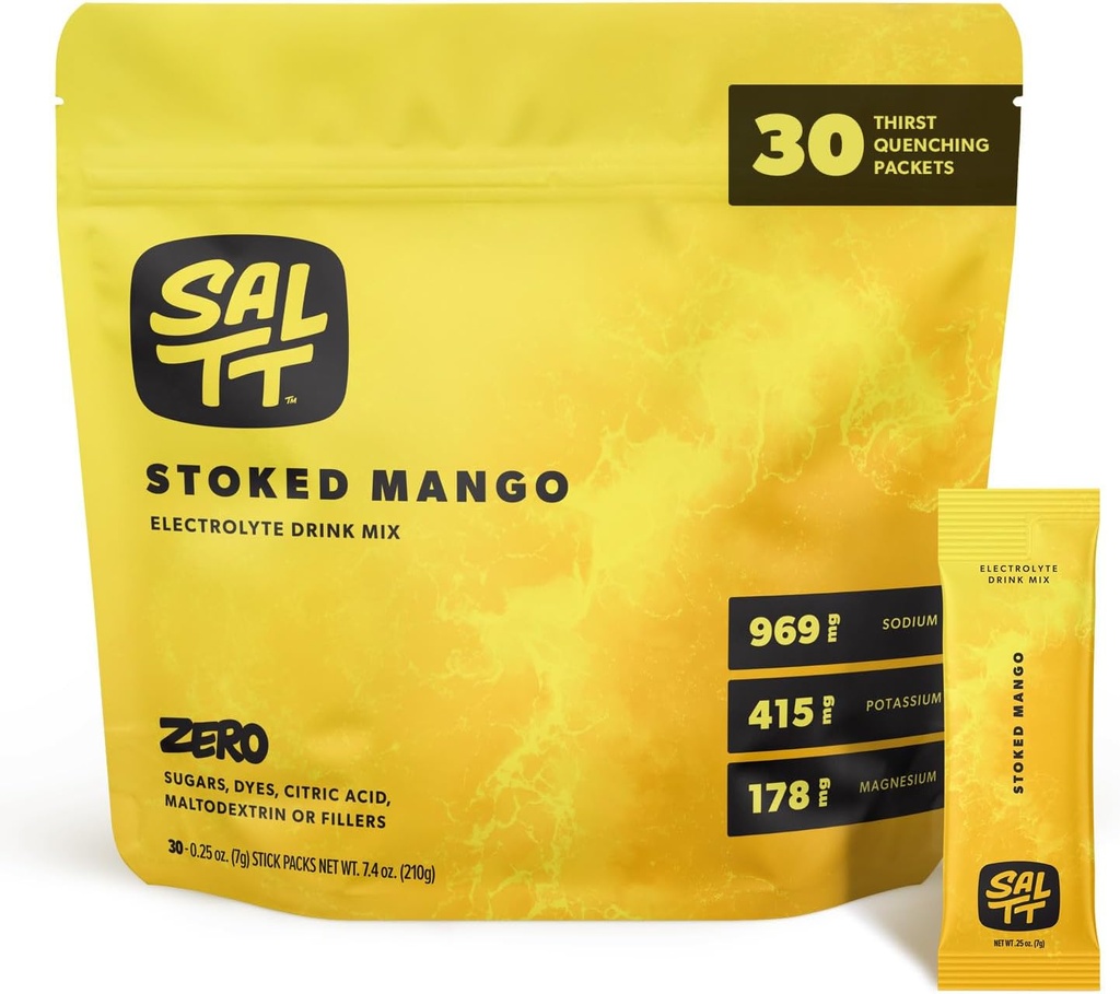 SALTT の電解物の粉によって味付けられる飲み物の組合せ-Stoked マンゴ- 30 Hydration のパケット-マグネシウム、カリウム、ナトリウム、跡の鉱物-ゼロ砂糖及びグルテンフリー-旅行本質