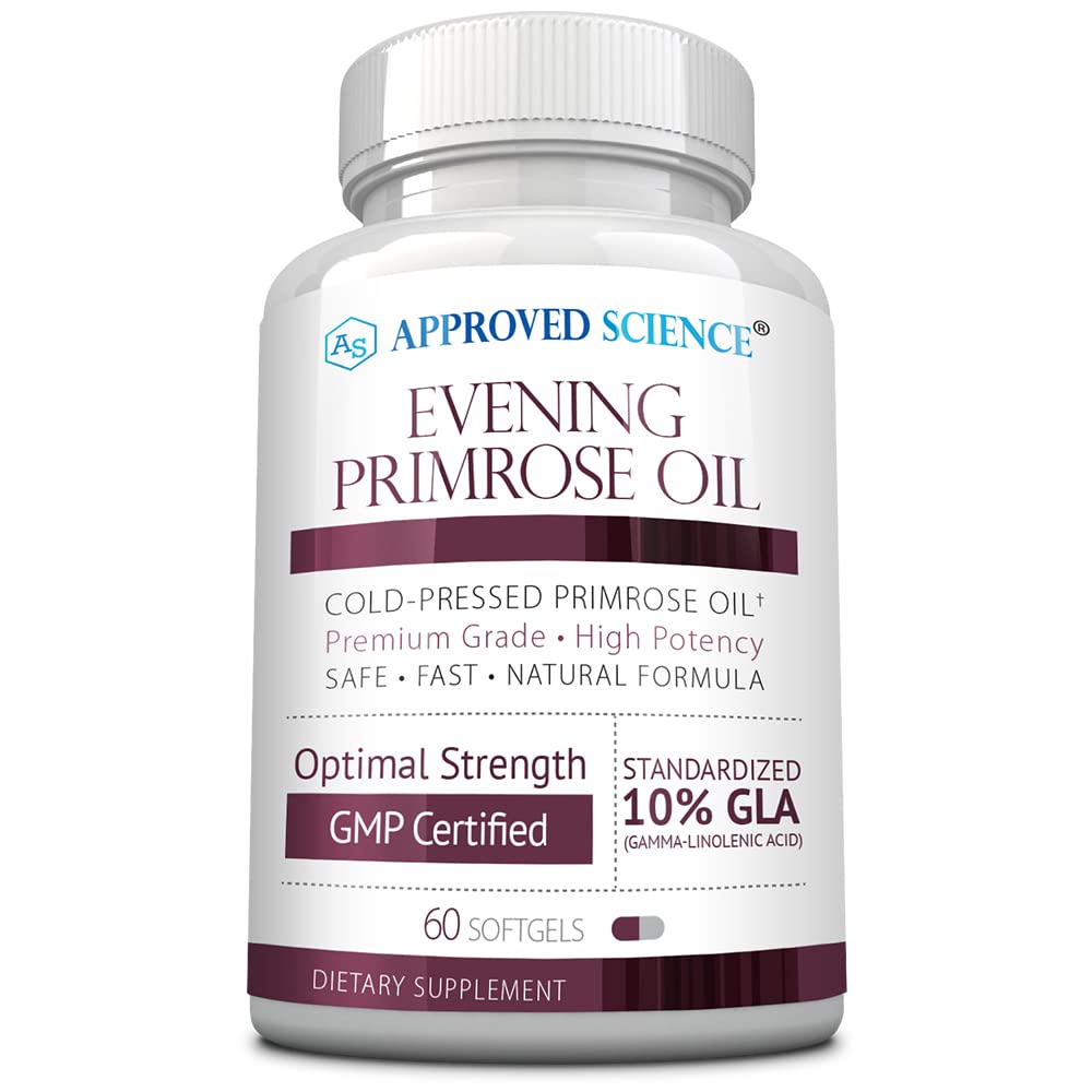 承認された科学の夕方 Primrose オイル - 最大強度 - コールドプレス - 10% GLA - ホルモンバランス、皮膚と心臓の健康 - 60 Softgels - すべて自然