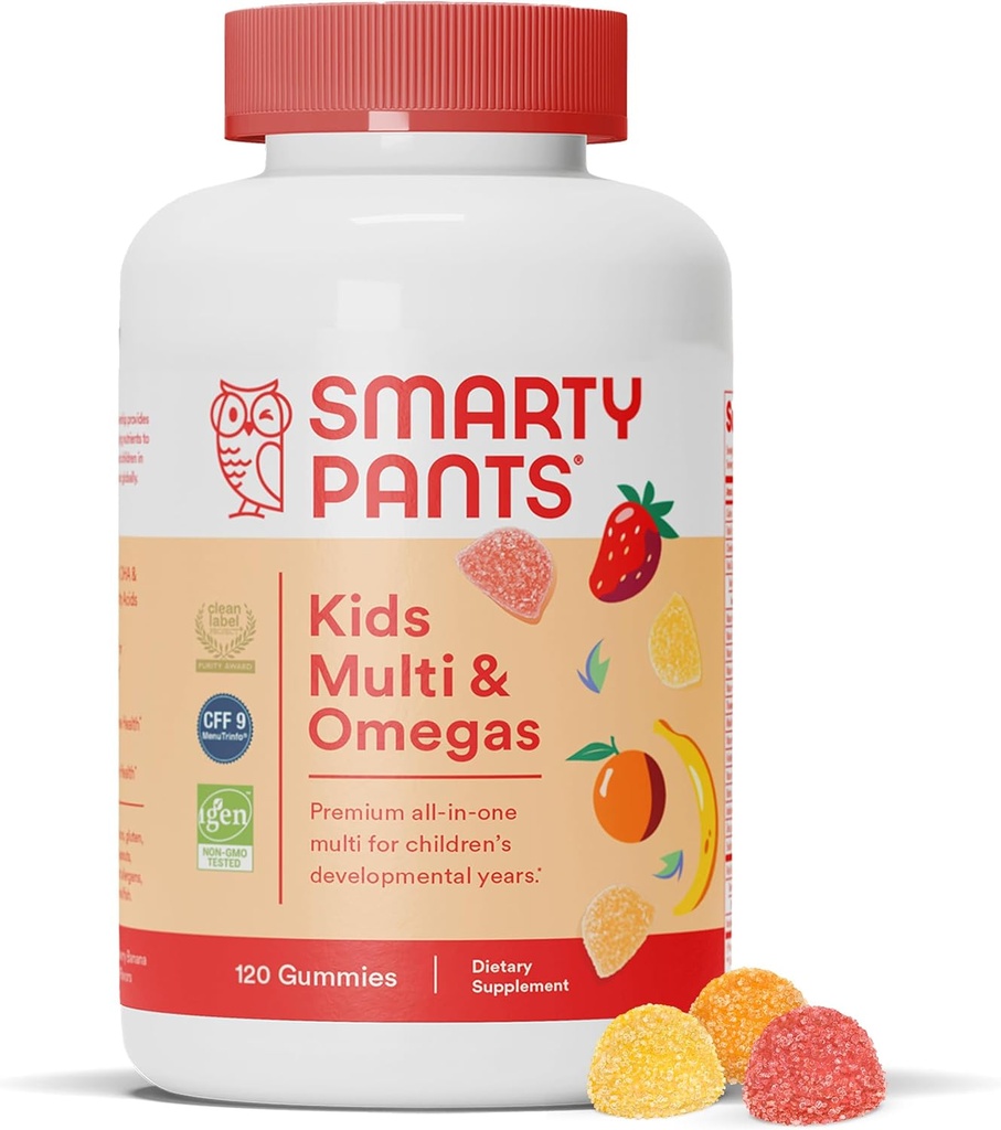 SmartyPantsは完全なガミーのビタミンをからかいます:マルチビタミン、ビタミンD3、B12 (Methylcobalamin)、およびオメガ3 DHA/EPAの魚油、120の計算
