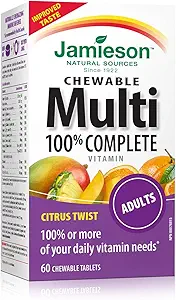 Jamiesonの大人のための100%の完全なChewable Multivitaminは多、60のchewableタブレットをひもで止めます
