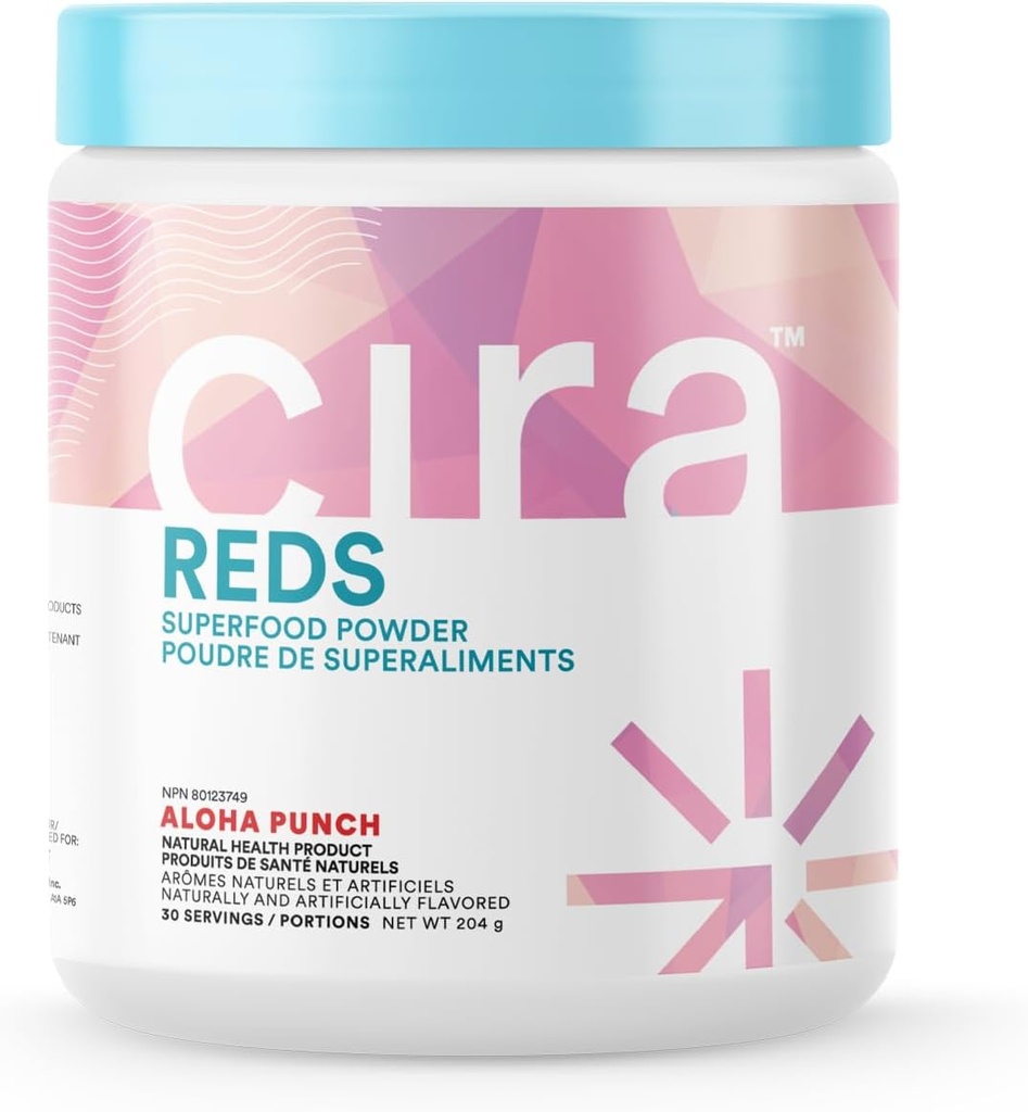 Cira Glow-Getter Reds スーパーフードパウダー - 高められたエネルギーと腸の健康のための酸化防止剤&ポリフェノール - 30サービング、アロハパンチ