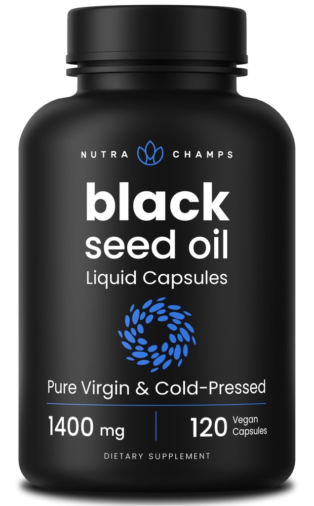 NutraChampsブラックシードオイルオーガニックコールドプレス | 120 ビーガンSoftgel | バージン ニゲラ サティバピル ビタミンE&チモキノン | オメガ3で豊富 3 6 9 | 未精製ブラック カミンシードオイルカプセル