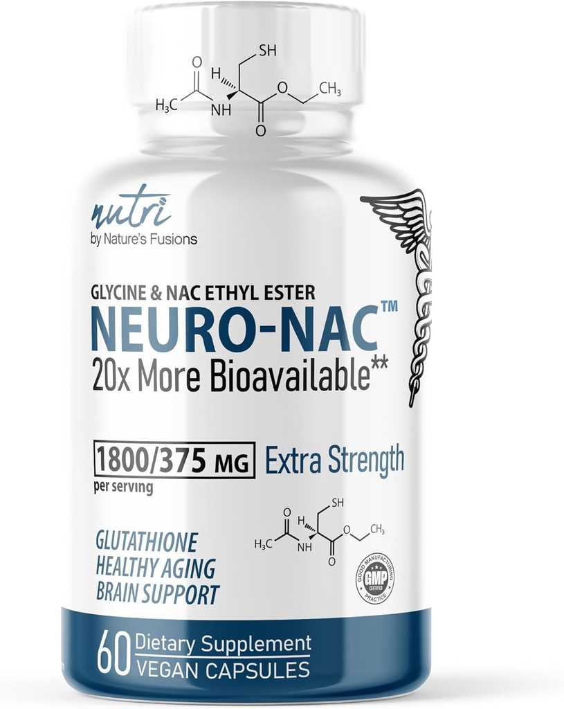 Nature's Fusions Neuro NAC Supplement 375mg 1800mgグリシン - N-Acetyl Cysteine エチルエステル - 20x NAC 600mg - Boost Glutathione 10x Liposomalよりもっと生物学的に利用可能