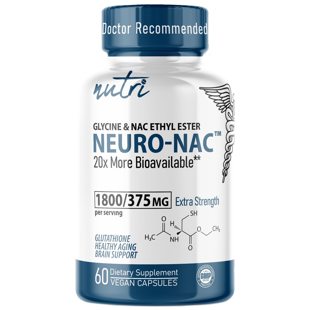Nutri Neuro NAC サプリメント 375mg 1800mg グリシン - N アセチル Cysteine エチル エチル エチル エチル エスター - 20x その他のバイオ利用できる - ブースト グルタチオン 10x その他 - 90 ビーガンカプセル - 3rd パーティー 試験