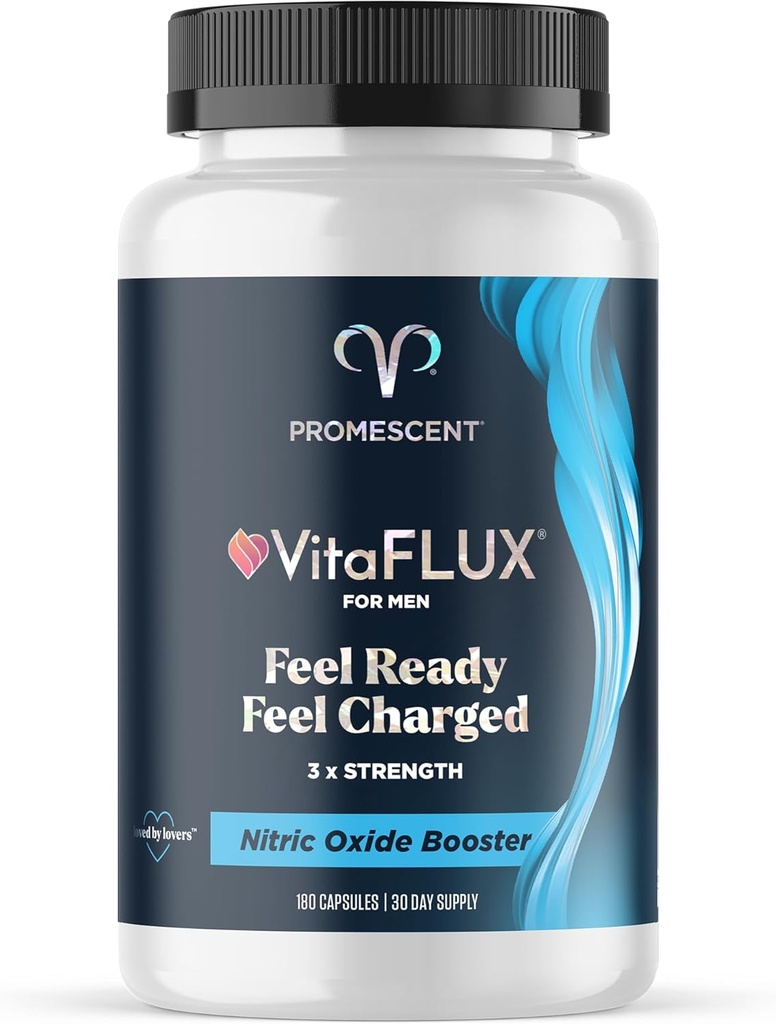 Promescent VitaFLUX Nitric Oxide Supplement, L Arginine l Quality Citrulline Supplements for Men, Supports Healthy Blood Flow, Nitric Oxide Booster Arginine Supplement, 180 Capsules