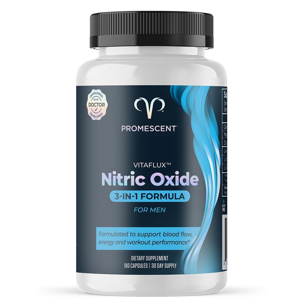 Promescent VitaFLUX Nitric Oxideの補足、男性のためのLのアルギニンlの質Citrullineの補足、サポート健康な血の流れ、Nitric酸化物ブースターのアルギニンの補足、180のカプセル