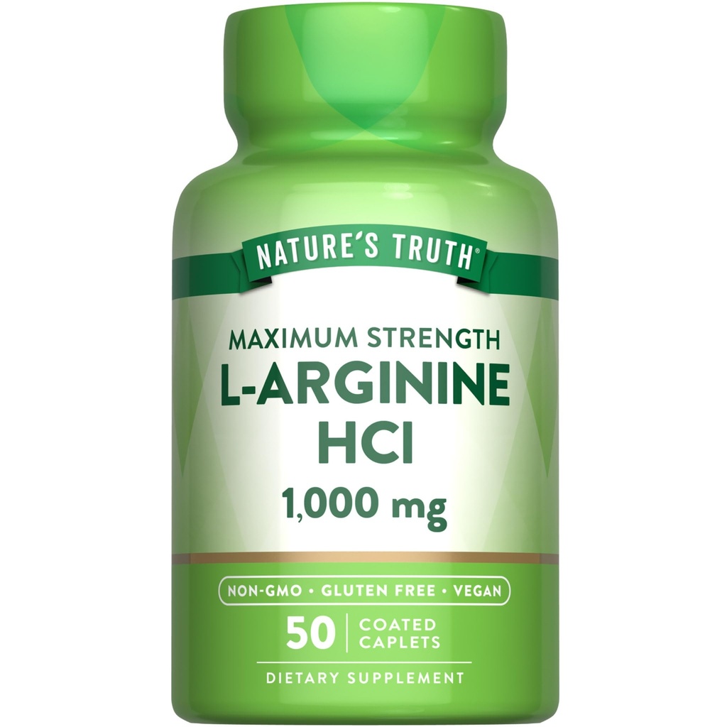 Nature's Truth L-Arginine HCL 1000mg | 50カプレット | エッセンシャルアミノ酸サプリメント | ビーガン、非GMO&グルテンフリーサプリメント