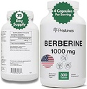 PRISTINEのBerberineの補足のカプセル- 1000のMG 75の日の供給-中心、及び免除の健康サポート酸化防止剤-消化管路及び健康なGutのFloraサポート