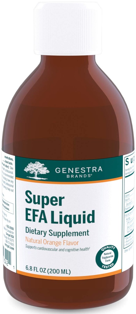 ジェネストラブランド スーパー EFA 液体 | 小児における脳・眼・神経の発達を支える | 6.8 Fl Oz | 天然オレンジ色の味