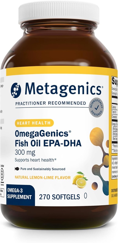 Metagenics OmegaGenicsの魚油EPA-DHA 300-180 mg EPA及びSoftgelごとの120のmg DHA -サポート中心、頭脳、目、接合箇所及び免疫の健康* -非GMOのグルテンフリー- GMPによって証明される設備- 270 Softgels