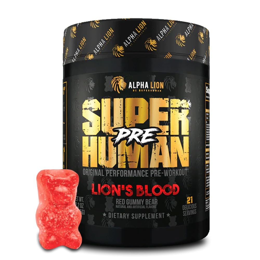 ALPHA LIONプレワークアウトパウダー、ベータアラン、L-タウリン&トライソースカフェイン、ステンドエナジー&フォーカス、ニトリ酸化物&ポンプ用シトルリン(21サービング、ライオンズブラッドフレーバー)、1パック