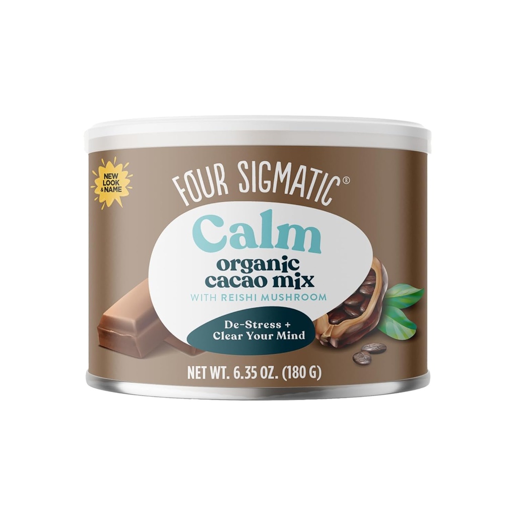 Four Sigmatic Mushroom Hot Cacao Mix with Reishi | Organic Reishi Mushroom with Cacao Powder | Stress Relief & Sleep Support | Vegan, Gluten-Free & Dairy-Free | 30 Serving Can