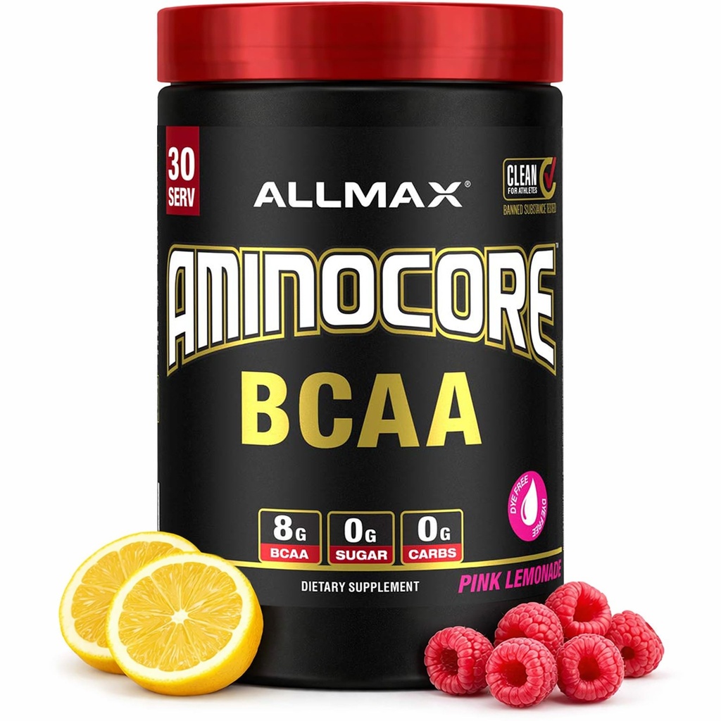 ALLMAX栄養アミノコアBCAA - 8G BCAA - 100%純粋なブランチチェーンアミノ酸 - グルテンフリーピンクレモネード - 315グラム