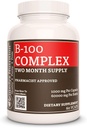 Remedyの栄養ビタミンB-100コンプレックス|1,000mg、60ビーガンカプセル栄養補助食品  2ヶ月の供給