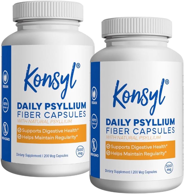 Konsylの毎日のPsyllium繊維のカプセル - サービングごとの全自然なPsylliumの殻の粉の1500mg -サポート消化器の健康および重量管理Goals+ (2のパック- 200の計算それぞれ)が含まれています