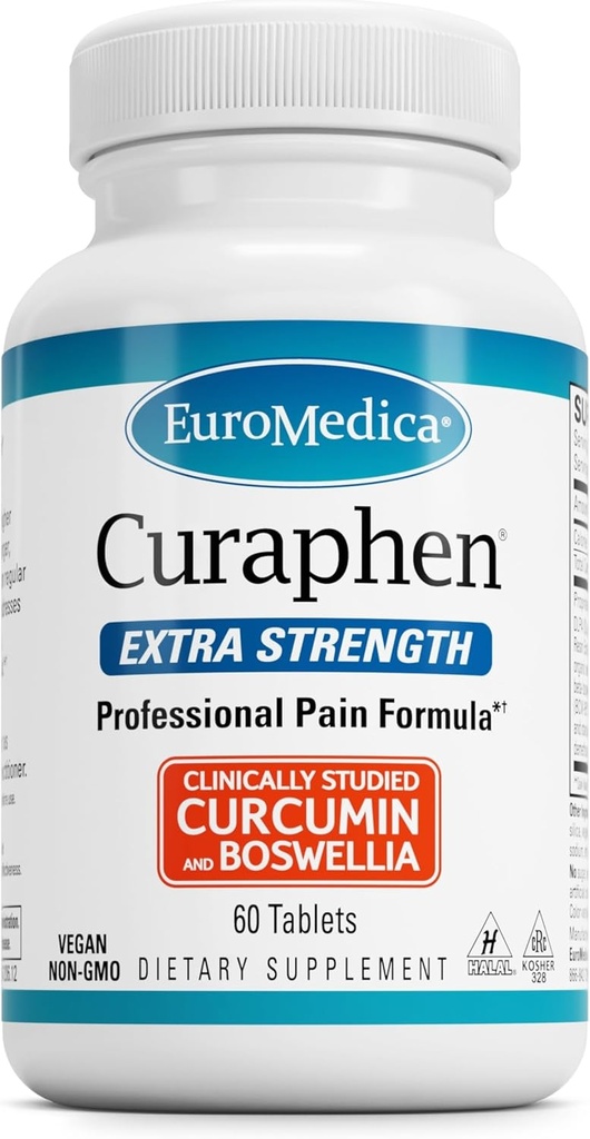 健康な循環サポートのためのEuroMedica Curaphenの余分強さ-クルクミン及びボスウェリアの補足-接合箇所、筋肉健康及びendorphinの生産を支えるTurmericの補足- 60のタブレット