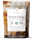 Truvani Protein + Energy Drink Mix with 87mgカフェイン | チョコレートモチャ | 12g オーガニック植物由来プロテイン | 20 調味料 | オーガニックコーヒーパウダー&添加物 | グルテンフリー・乳製品 | ヴィーガン