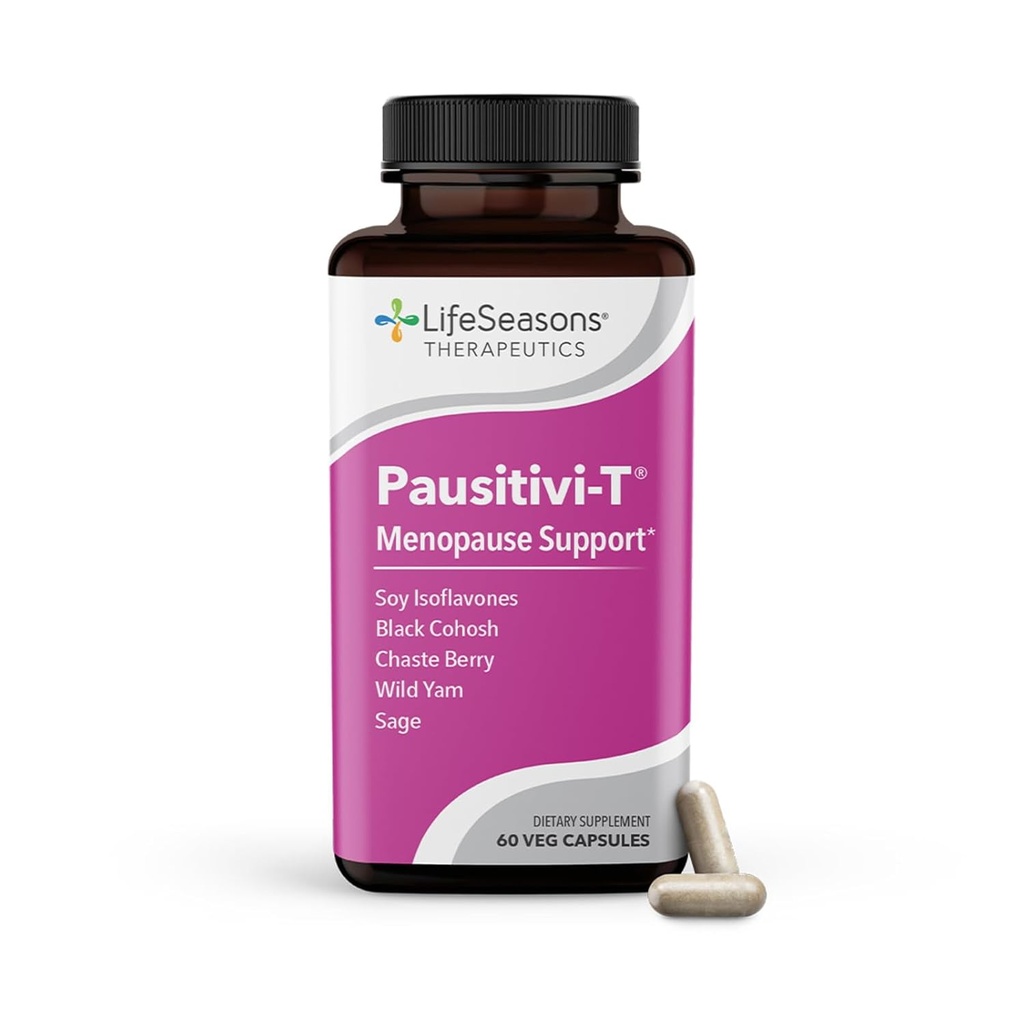 LifeSeasons Pausitivi-T with Beau-T - Menopause Support Supplement - ホットフラッシュ、ホルモンの不均衡と夜の汗のための強力な救済 - Nourishes Tissue - セージ, Chasteberry, Soy Isoflavones
