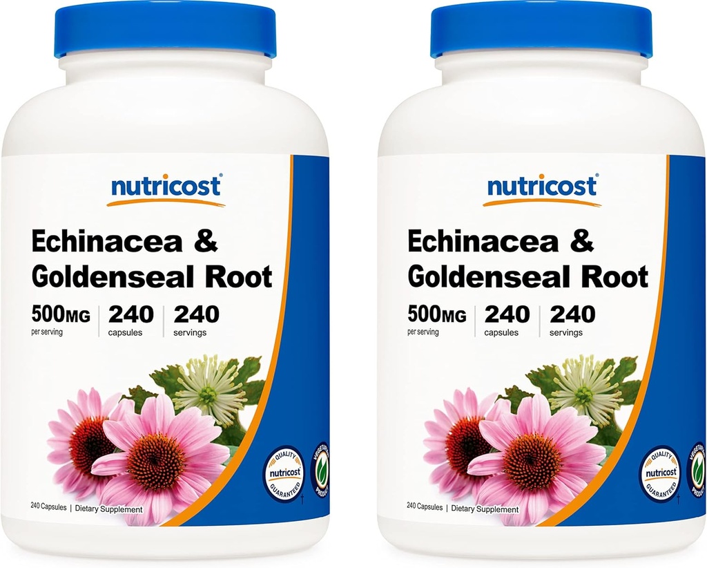 Nutricost Echinacea&Goldenseal Root、500mg、240カプセル(2ボトル) - Veggieキャップ、非GMO、グルテンフリー