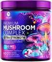 きのこの補足の粉2200mg - 有機ライオンのマネ、Reishi、Cordyceps、Chaga、トルコの尾のきのこのエキスの補足の記憶及び頭脳サポート- 60のサービングが付いている1つの複雑な方式の粉11