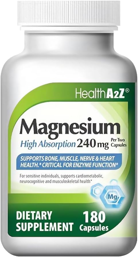 High Absorption 100% Chelated Magnesium | Supports Bone* | Muscle* | Nerve & Heart Health* | 240mg -180 Capsules