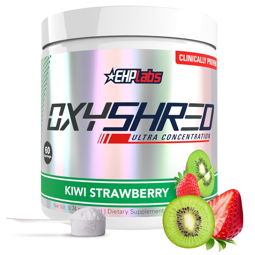 EHP Labs OxyShredプレワークアウトパウダー - Lグルタミン&アセチルLカルニチン、エネルギーブーストドリンク - キウイイチゴ、60サービング