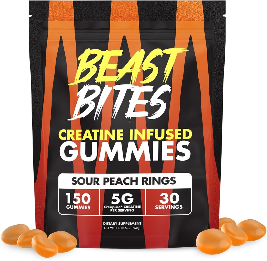 BEAST BITES - クレアチン注入ガミー - サービングごとに5gクレアクレアクレアクレアチンモノハイド - NSFスポーツ認定 - 30サービング
