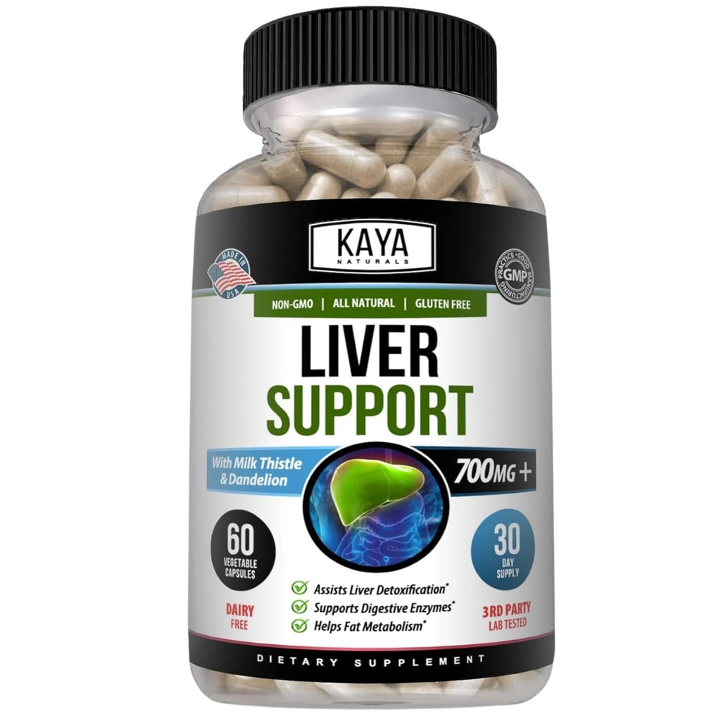 Kaya Naturals Liverクレンジングデトックス&修理 - ミルクアワーサプリメント - 女性と男性のための肝臓デトックス - アーティチョークエキスとタンポルートカプセル - 60カウント