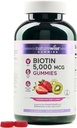 NatureWiseビオチンガミー - ヘルシーな髪、皮膚、強力な爪をサポート - ビタミンB7 5000mcg - ナチュラルビューティー - イチゴキウイ味 - ビーガン、非GMO、グルテンフリー - 180カウント[90日の供給]