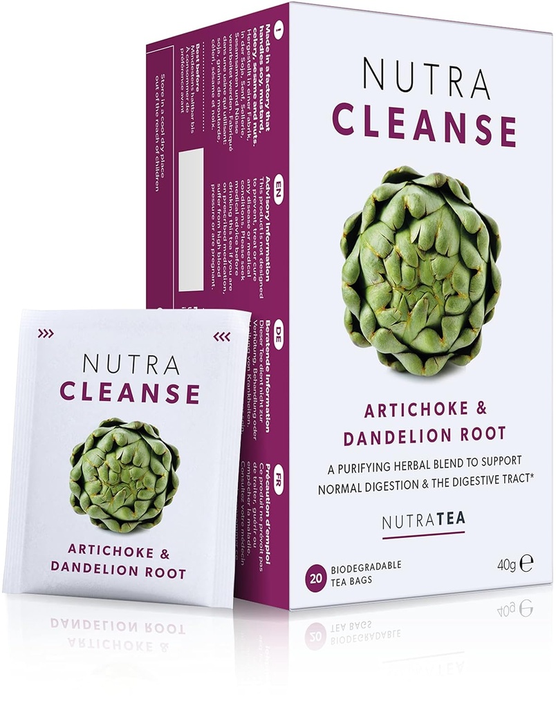 Nutra Tea NUTRACLEANSE - デトックスティー | コロンクレンスティー | 便秘ティーバッグ - フルボディデトックスクレンス - タンポポポ&ブルドックルー - 20個々にラップバッグ - ハーブティー(1パック)