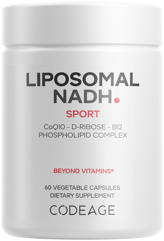 Codeage LiposomalのNADH+ サプリメント - NADH、ビタミンB12、Bioenergy Ribose、CoQ10-2-Monthサプライ - Liposomal配信 - β-Nicotinamide Adenine Dinucleotideピル - 非GMO - 60カプセル