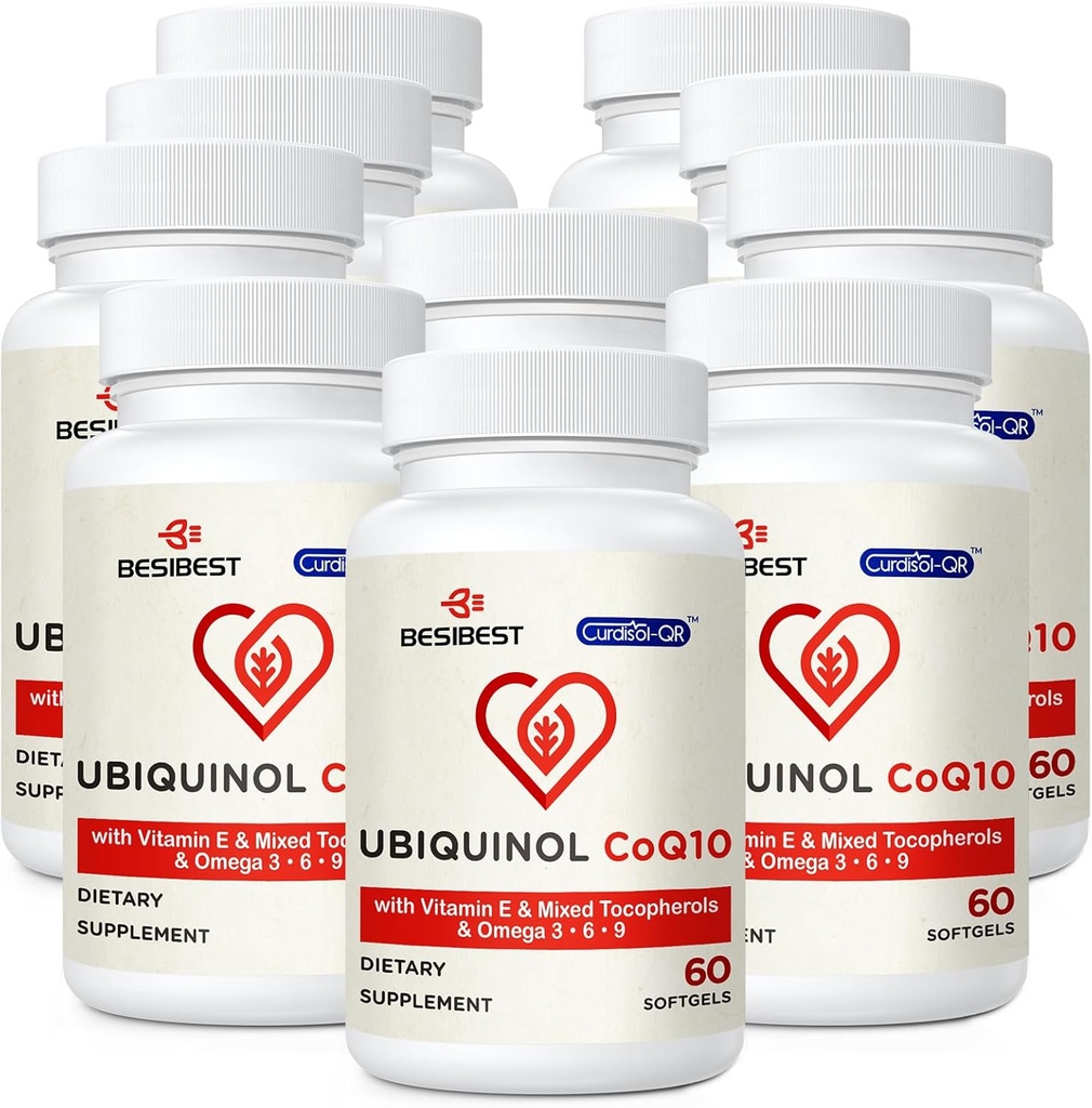 Ubiquinol CoQ10-600mg-Softgel、ビタミンE及びオメガ3、6、9、高い吸収-Coenzyme-Q10、エネルギー生産のための強力な酸化防止剤、テストされる600の計算と活動的なCoq10 Ubiquinolの補足