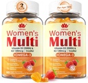Womens Multivitamin Gummy with Omega 3（DHA/EPA), Vitamin D3 K2, Calcium, Inositol, Daily Womens Vitamin A C E B Complex, L-MethylFolate, Methyl B12,Sugar Free Methylated Multivitamins Minerals, 120Cts