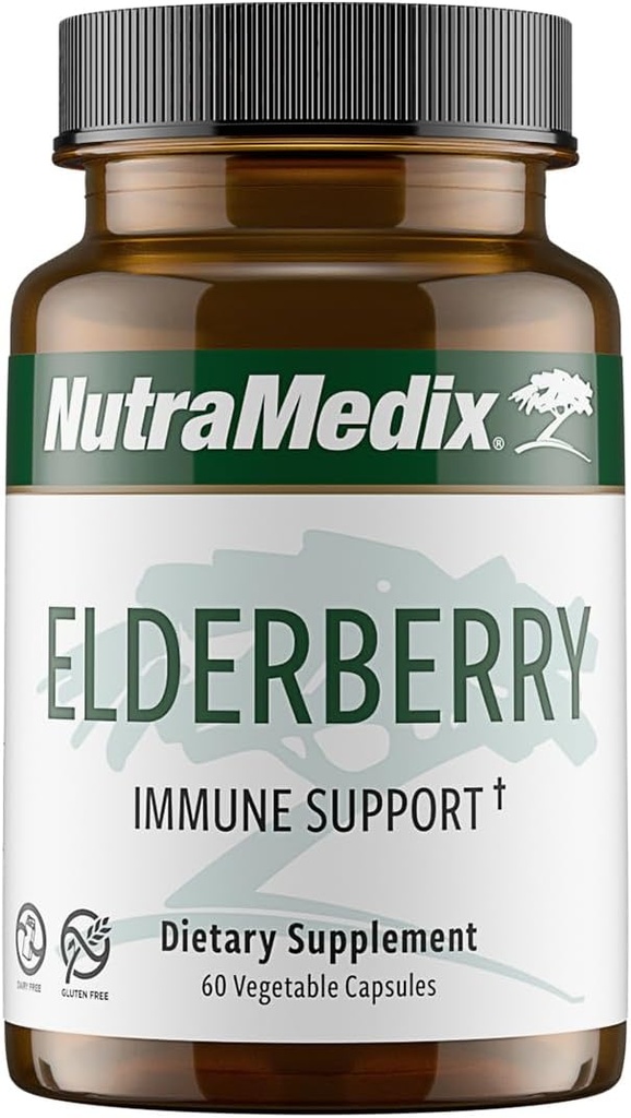NutraMedix Elderberry Antioxidants Supplement Capsules - Elderberry Extract to Promote a Healthy Inflammatory Response, Daily Immune Support, and Bowel Health (60 Capsules)