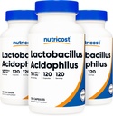 NutricostのLactobacillusのAcdophilus 10のビリオンCFU、120のベジギーのカプセル - Probiotic (3のびん)