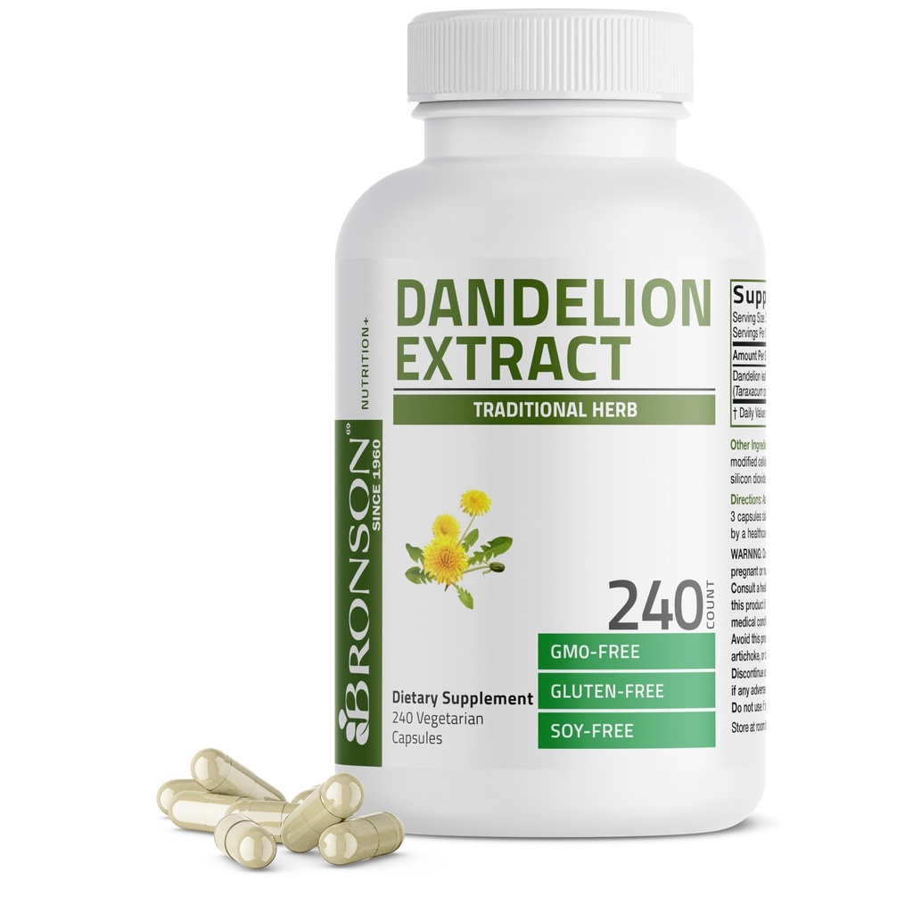 Bronson Dandelion Rootの高い効力の補足、サポート 全体的でよい健康及び井戸の従来の利尿ハーブ-非GMO、240のベジタリアンのカプセル