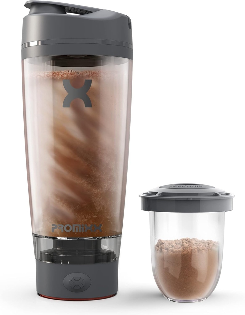 Promixx Pro シェーカーボトル | 充電式・スムース・プロテイン・シェイクス用強力 | サプリメント・ストレージ付 | 20oz カップ(グラファイト・グレー)