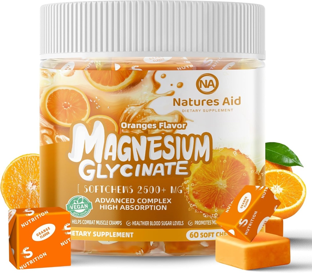 マグネシウムのGlycinateの柔らかい咀嚼の補足、マグネシウムのGlycinateのChewable砂糖の自由なカリウムのマグネシウムの咀嚼、ビタミンD、B6およびCQ10のためのカルム サポート及び大人、60日の供給オレンジのための睡眠