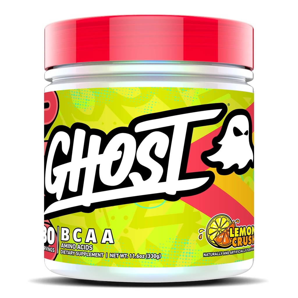 GHOST BCAAの粉のアミノ酸の補足、レモン クラッシュ- 30のサービング-砂糖なしのイントラ、ポスト及び前ワークアウトのアミノ酸の粉及び回復飲み物、7G BCAA