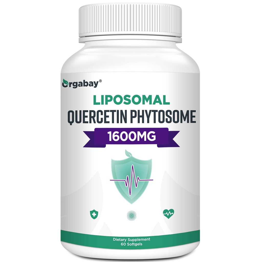 Orgabay Liposomal QuercetinのPhytosome 1600のmg、Bromelain 200mg、亜鉛30mg、ビタミンCのTurmeric 40のmg、最も高い吸収、Quercetinの複合体、60のSoftgels