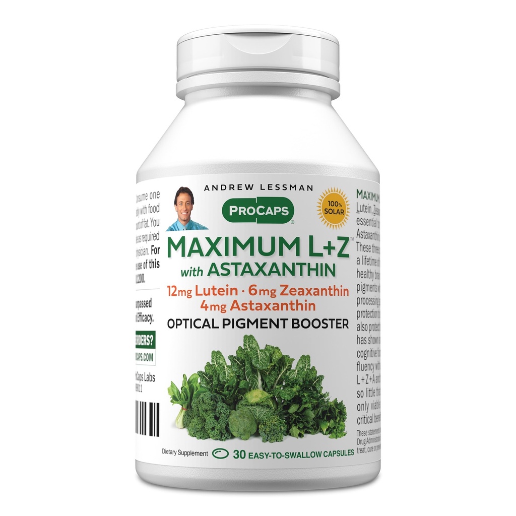 アスタキサンチン30のSoftgels - 12mgのルテイン、6mgのゼアキサンチン、4mgのアスタキサンチンが付いているAndREWのレスマンの最高のL+Z。 眼と脳の健康をサポートし、健康を促進するための重要な栄養素。
