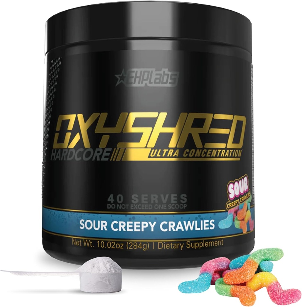 EHP Labs OxyShredハードコアスーパードシードプレワークアウトパウダー - Lグルタミン&アセチルLカルニチン、エネルギーブーストドリンク - カフェインの275mg - サワークローリー、40サービング