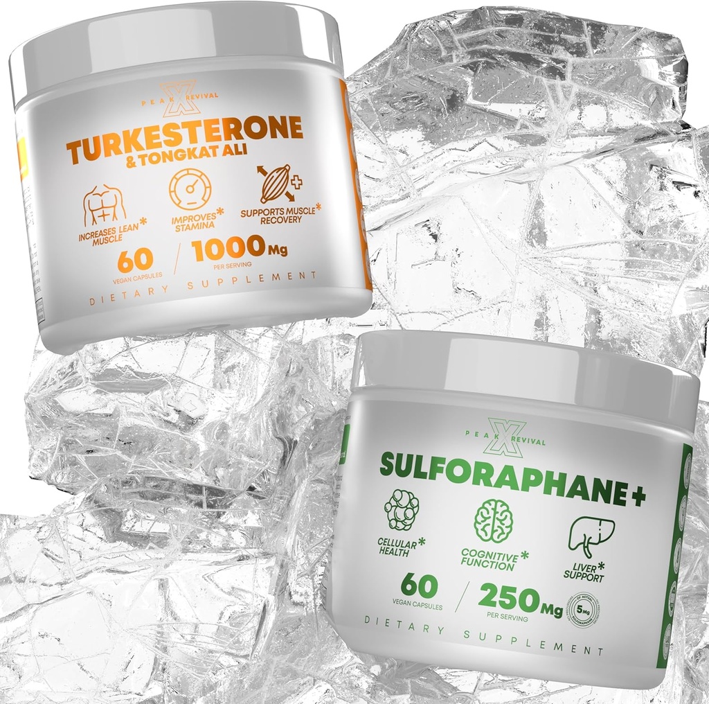 Turkesterone&Tongkat Ali Real Lab-Verified Sulforaphane Supplement、Ajuga Turkestanica Perサービング増加スタミナ - (60カプセル)
