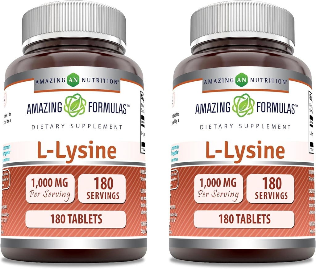 アメージングフォーミュラ L-Lysine 1000mg アミノ酸錠サプリメント | 非GMO | グルテンフリー | アメリカ製 (180 | 2パック)